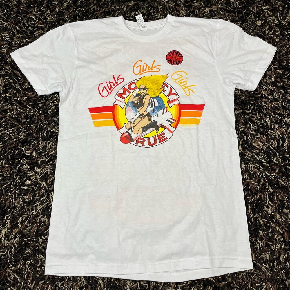 Motley Crue Bomber Girl White The Stadium Tour 2022 Tee T Shirt Adult Sz M New